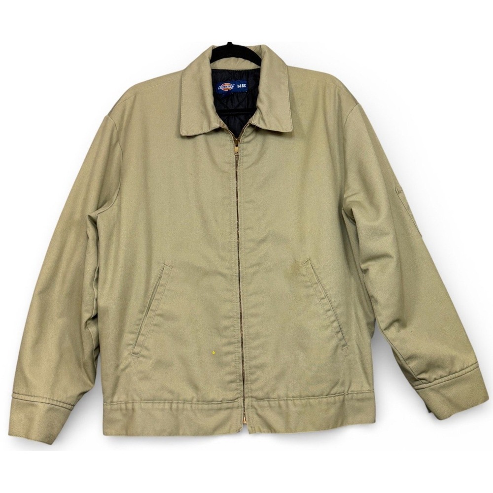 Vintage Y2K Dickies Work Jacket‎ Mens M Khaki Canvas Full Zip Quilted Lined